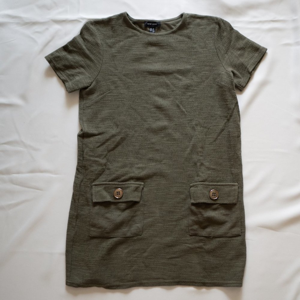 New Look Olive‎ Green Pocket Shift Dress